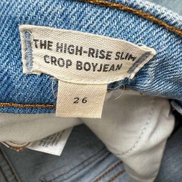 Madewell The High Rise Slim Crop Boyjean Ripped Edition Light Wash Distressed 26 - Picture 11 of 12